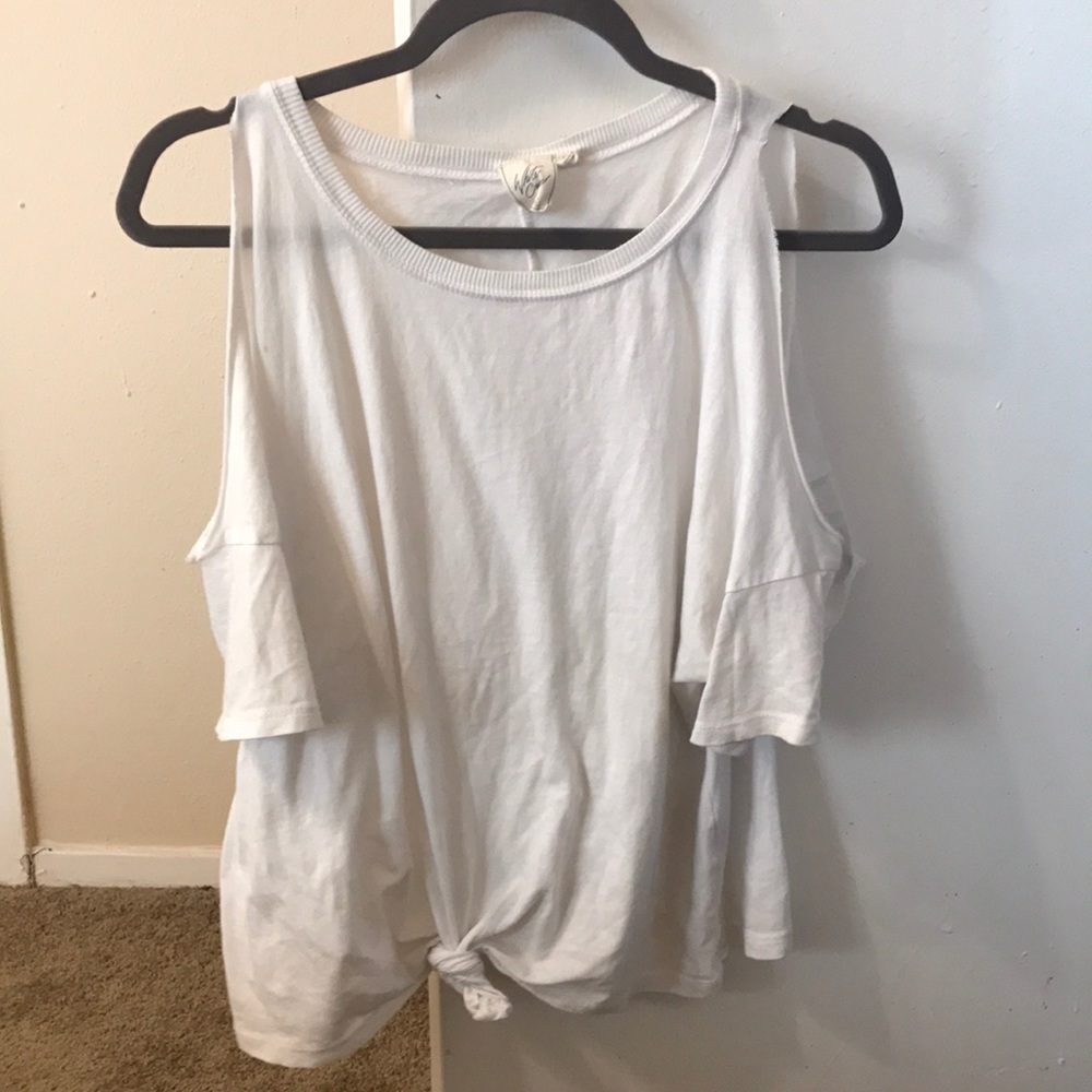 White Crow Cold Shoulder Tie Up Shirt
